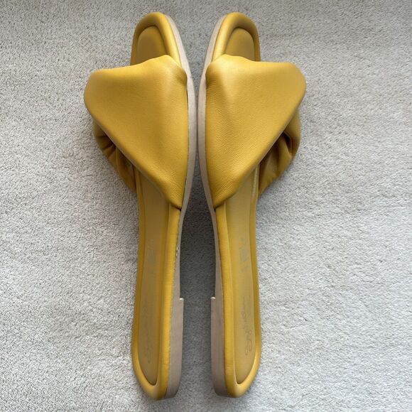 Seychelles Anthropologie Breath of Fresh Air Slide Sandals Mustard Yellow US 8.5 - Picture 3 of 15